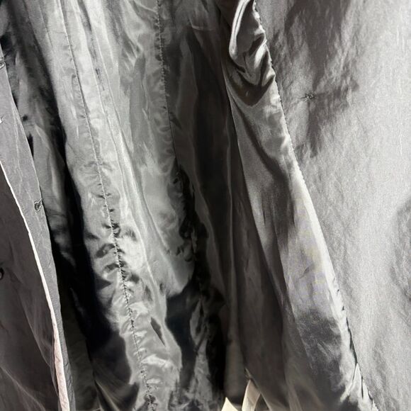 Apostrophe Womens Trench Rain Coat Double Breasted Size Medium Black with Belt - Picture 8 of 16